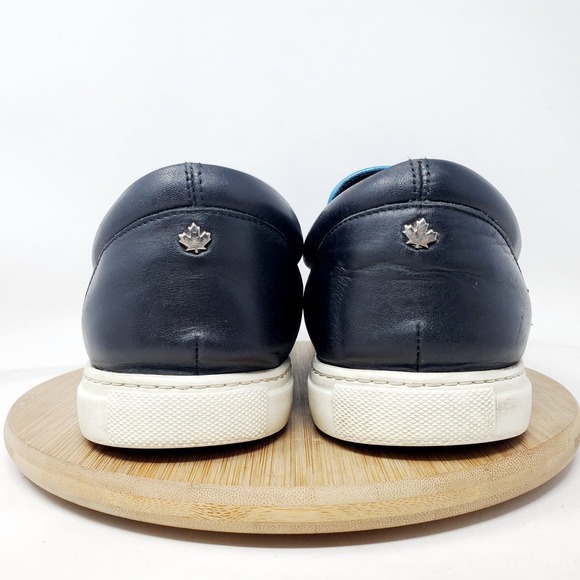 Dsquared2‎ Shoes Mens 45 Blue Woven Black Leather Slip On Casual Sneaker - Picture 8 of 15